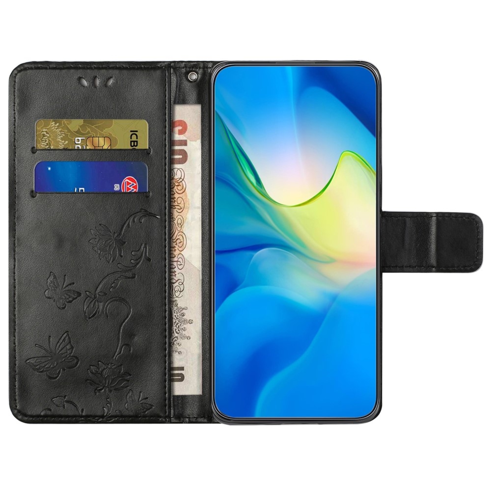 Flower knížkové pouzdro na Xiaomi Redmi 12 4G/5G - černé