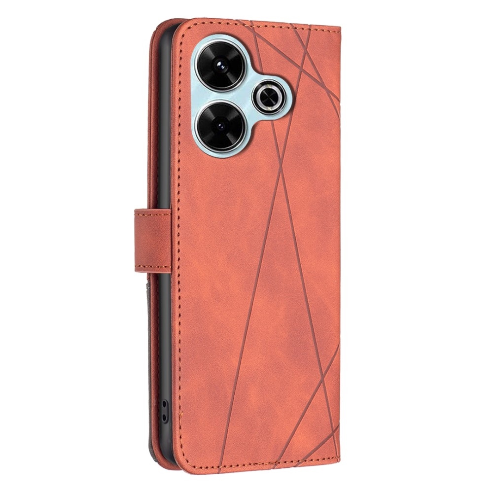 BINFEN knížkové pouzdro na Xiaomi Redmi 13 4G/Poco M6 4G - hnědé