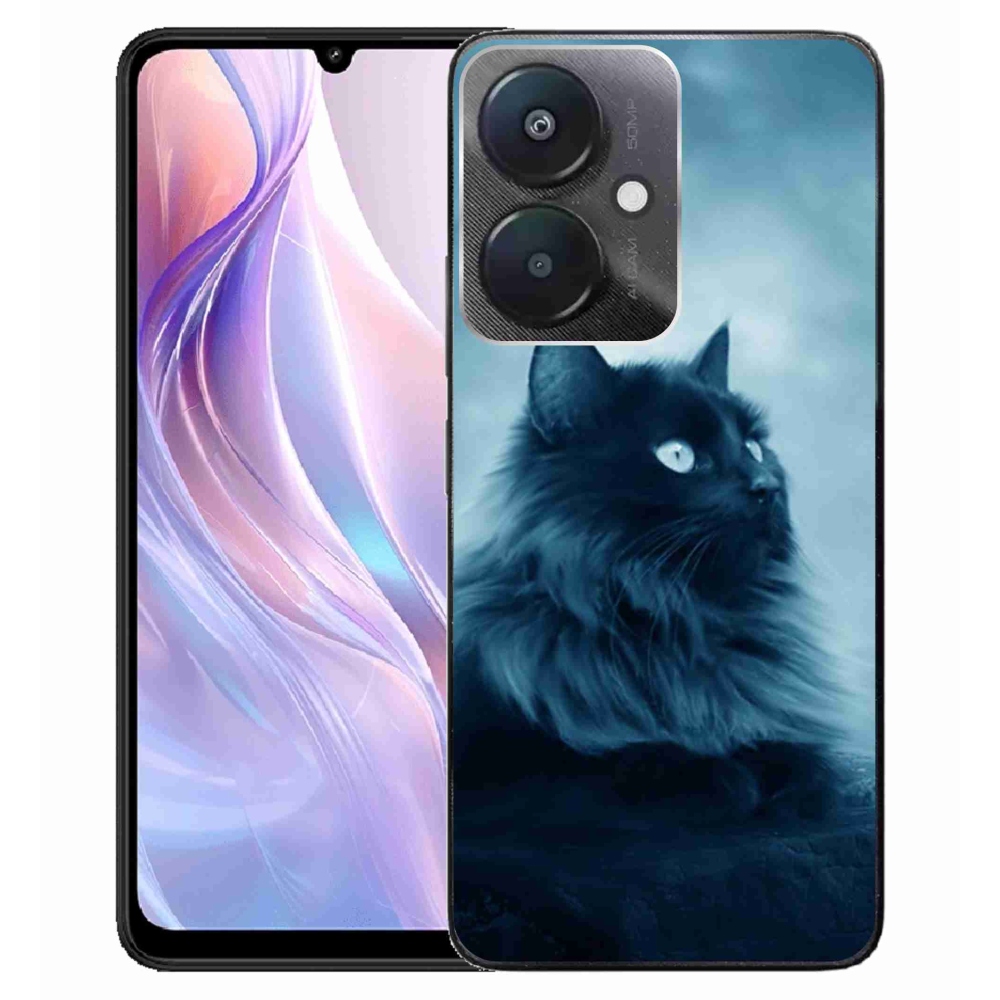 Gelový obal mmCase na Xiaomi Redmi 13C 5G - černá kočka 1
