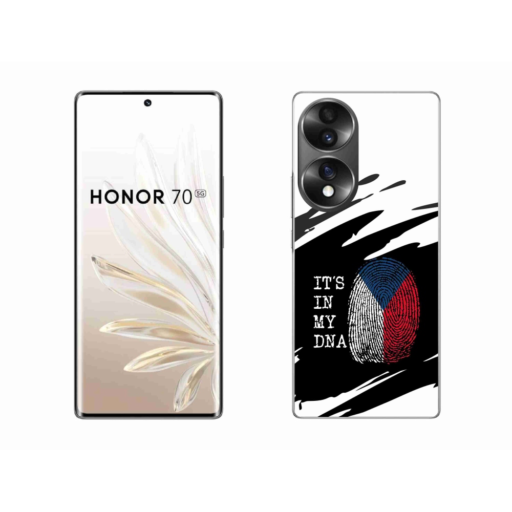 Gelový kryt mmCase na Honor 70 - vlajka otisk prstu černobílé pozadí