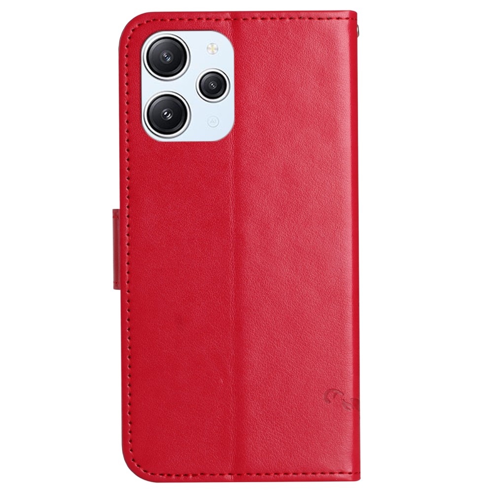 Flower knížkové pouzdro na Xiaomi Redmi 12 4G/5G - červené