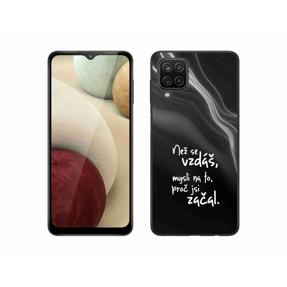 Gelový kryt mmCase na Samsung Galaxy A12 - citát 2 černé pozadí