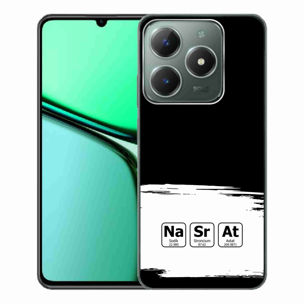 Gelový kryt mmCase na Realme C61 - chemické prvky bíločerné pozadí