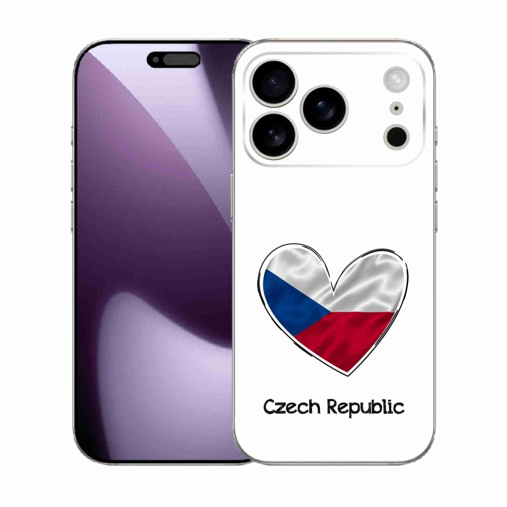 Gelový kryt mmCase na iPhone 17 Pro - vlajka srdce bílé pozadí