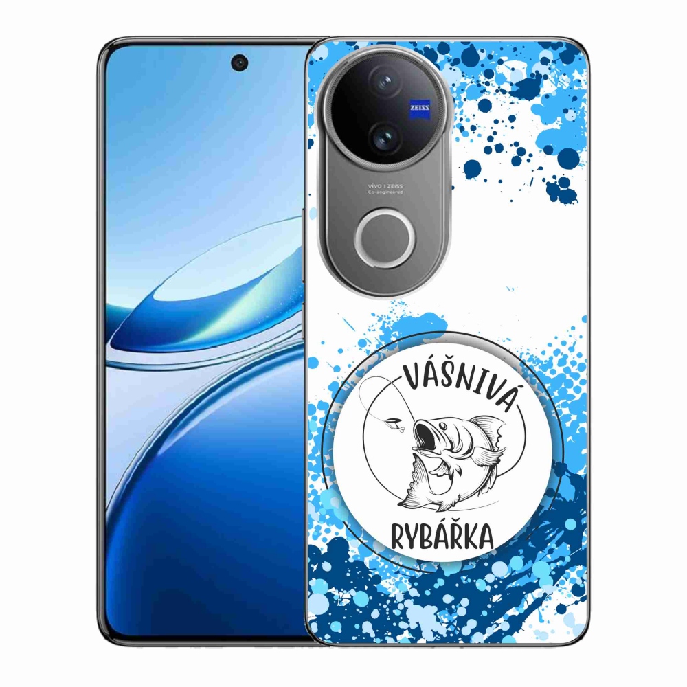Gelový kryt mmCase na Vivo V50 5G - vášnivá rybářka bílé pozadí