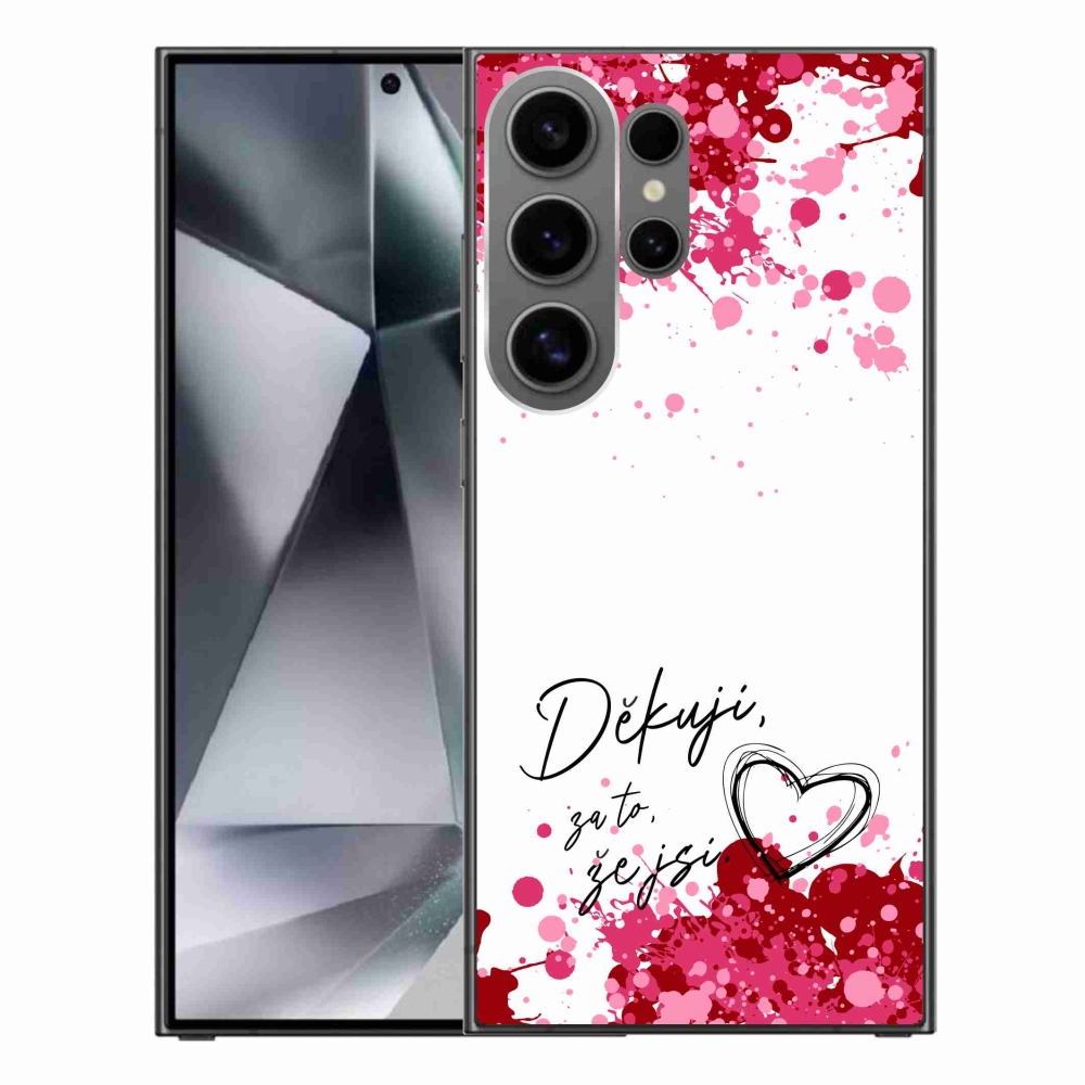 Gelový kryt mmCase na Samsung Galaxy S24 Ultra - zamilovaný text 2 bílé pozadí