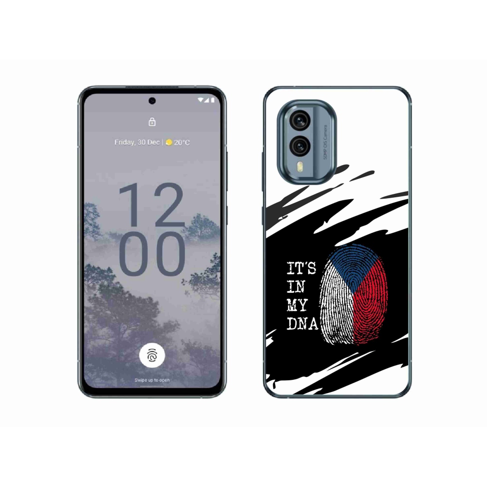 Gelový kryt mmCase na Nokia X30 5G - vlajka otisk prstu černobílé pozadí