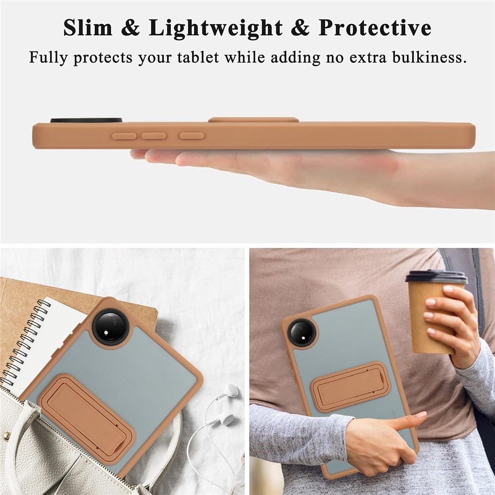 Skiny gelový obal s pevnými zády a výklopným stojánkem na Xiaomi Redmi Pad SE 8.7 - zlatý
