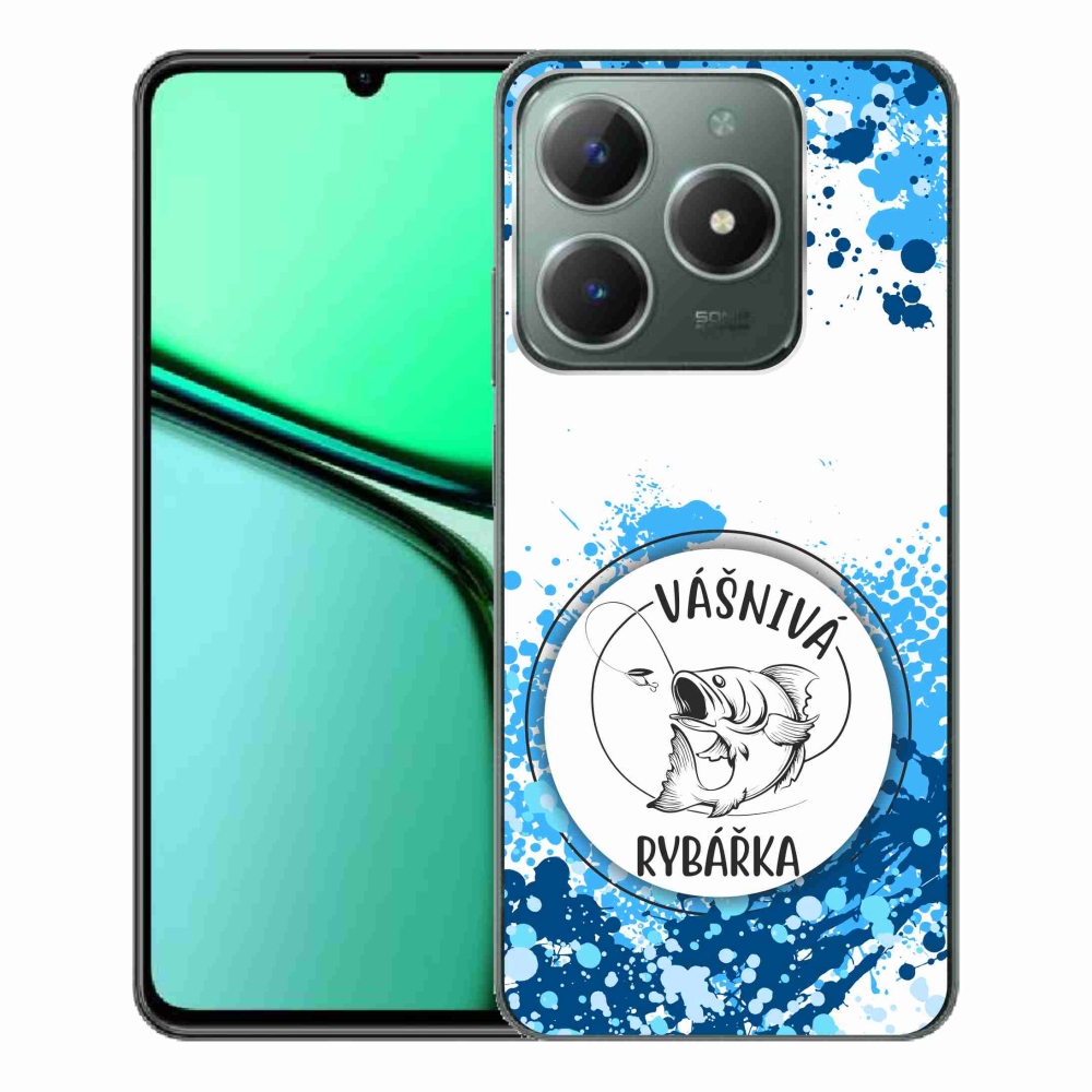 Gelový kryt mmCase na Realme C61 - vášnivá rybářka bílé pozadí