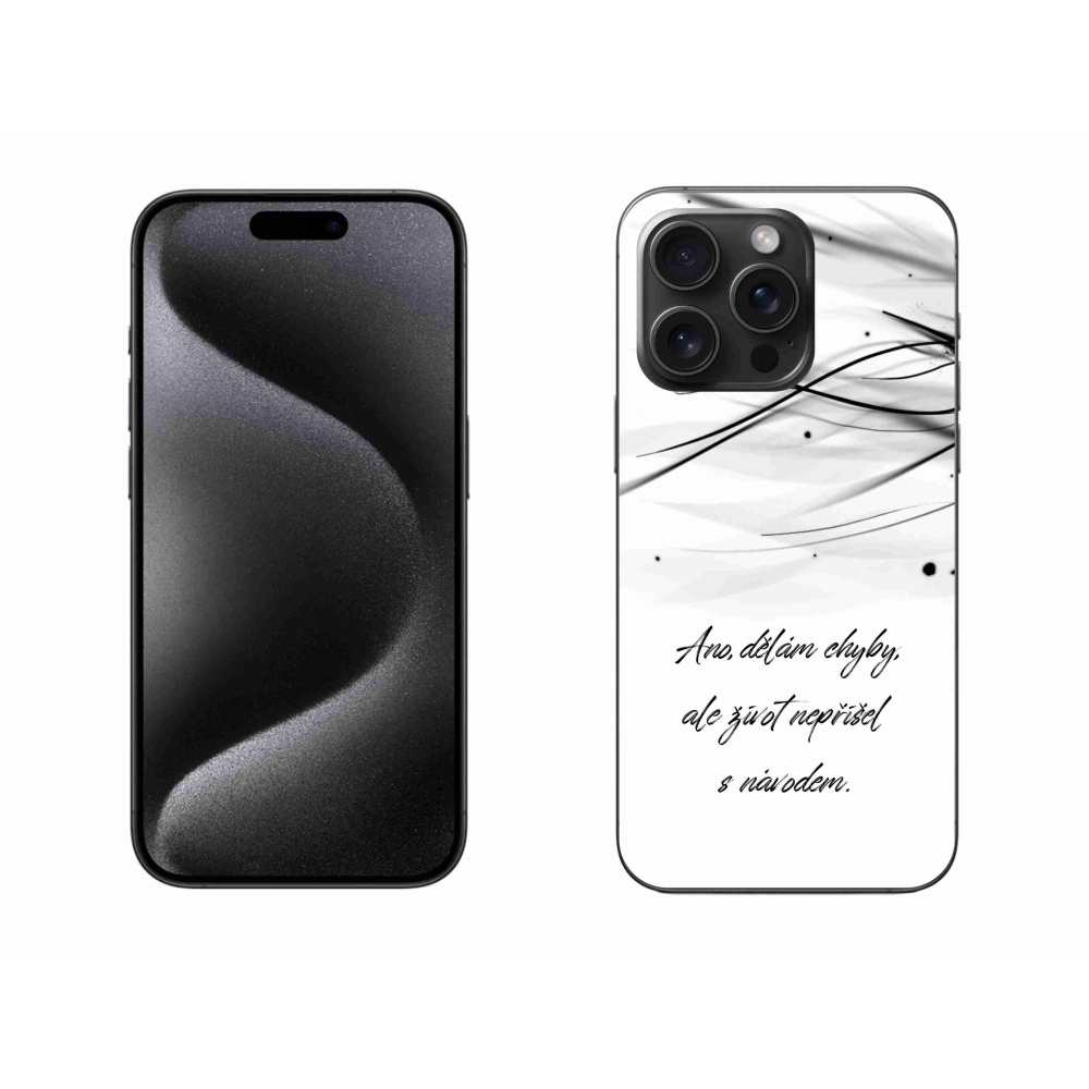 Gelový kryt mmCase na iPhone 15 Pro Max - citát bílé pozadí