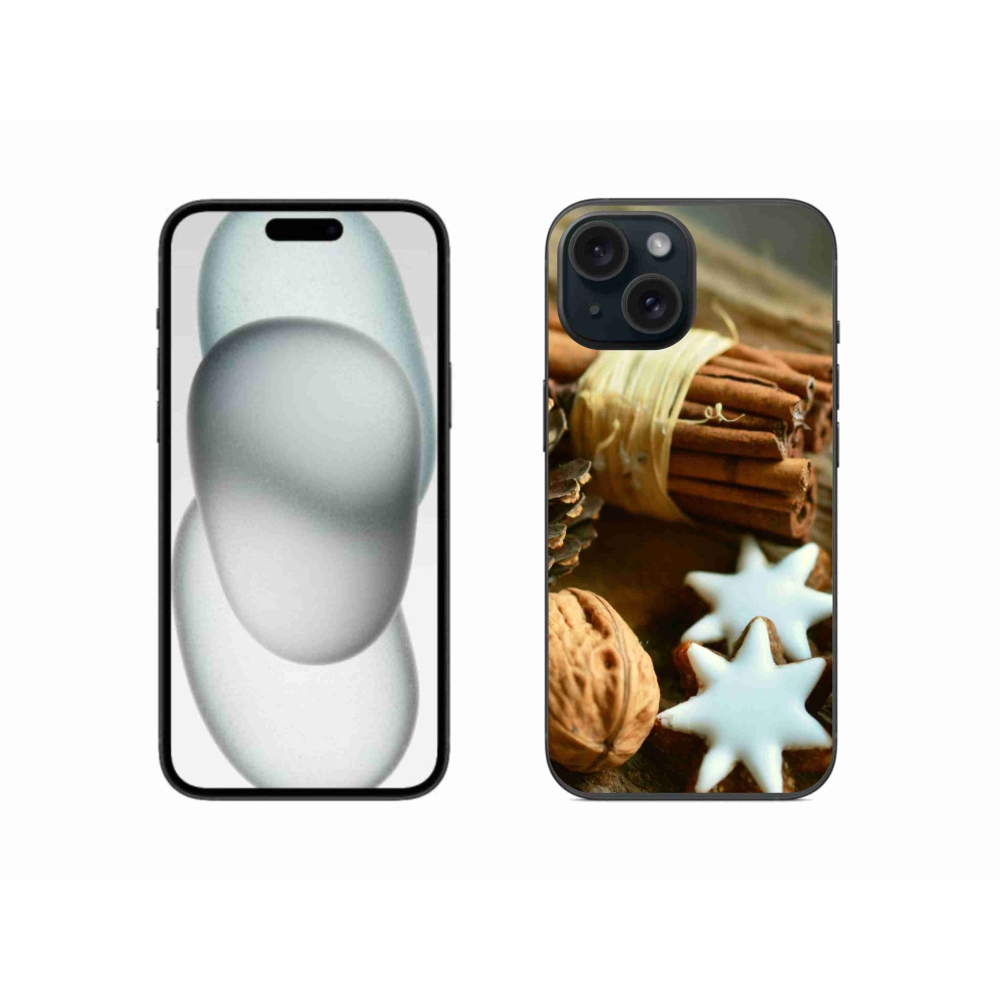 Gelový kryt mmCase na iPhone 15 - skořice a perníčky