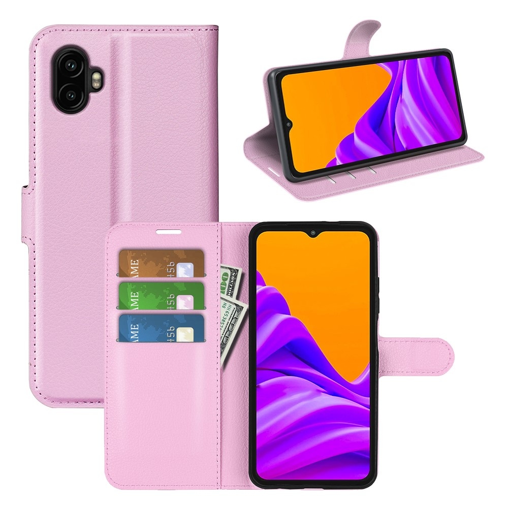 Litchi knížkové pouzdro na Samsung Galaxy Xcover 7 Pro - růžové