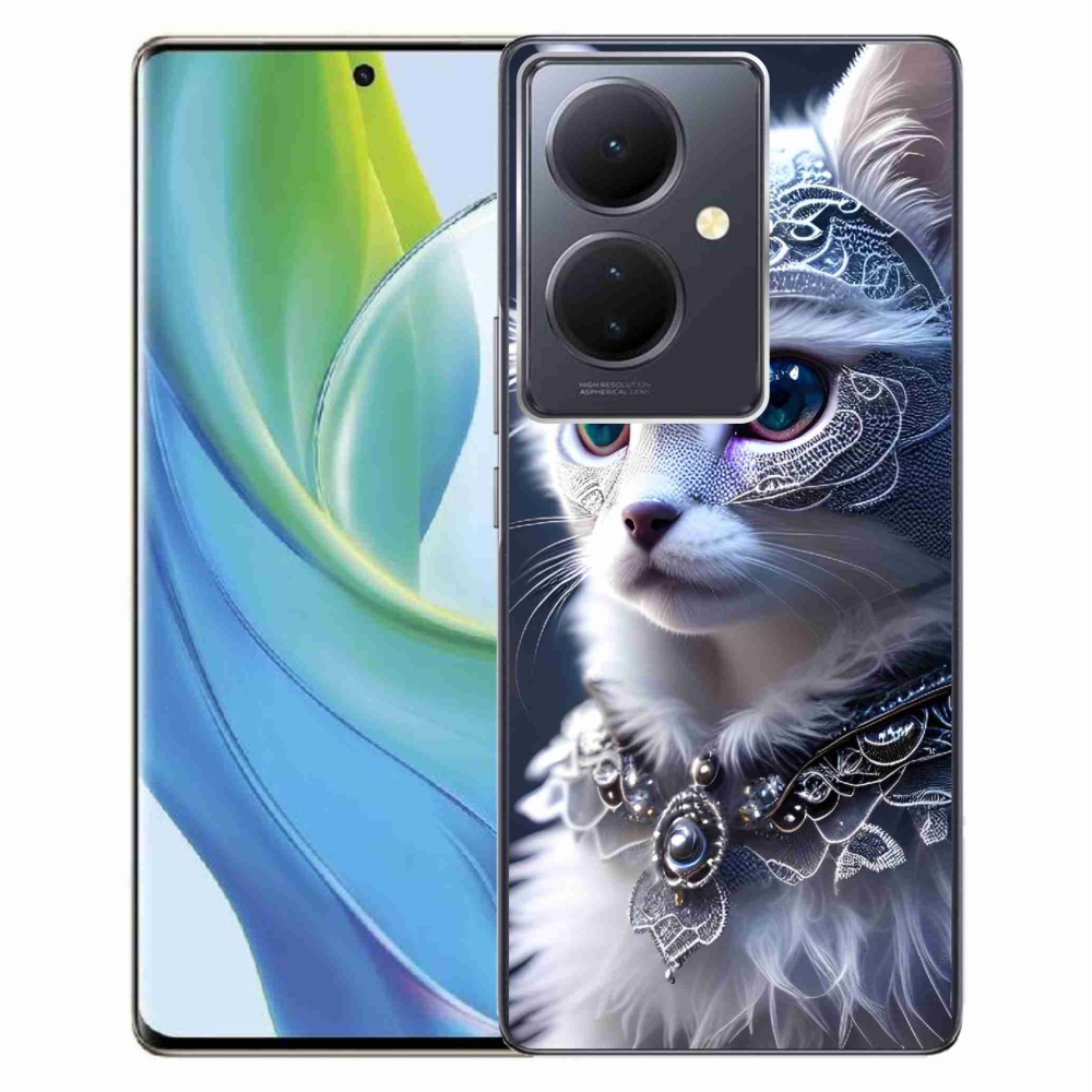 Gelový kryt mmCase na Vivo V29 Lite 5G - bílá kočka