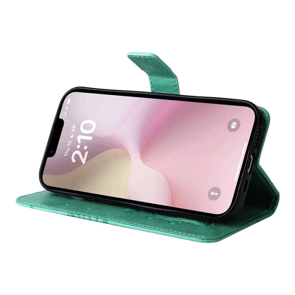 Big Butterfly knížkové pouzdro na iPhone 16e - modrozelené
