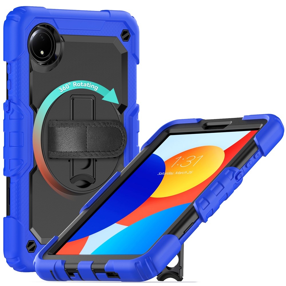 Strap odolný kryt s držákem na ruku a ramenním popruhem na Xiaomi Redmi Pad SE 8.7 - tmavěmodrý