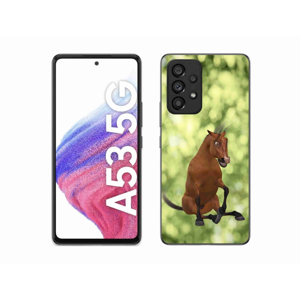 Gelový kryt mmCase na Samsung Galaxy A53 5G - hnědý kreslený kůň 1