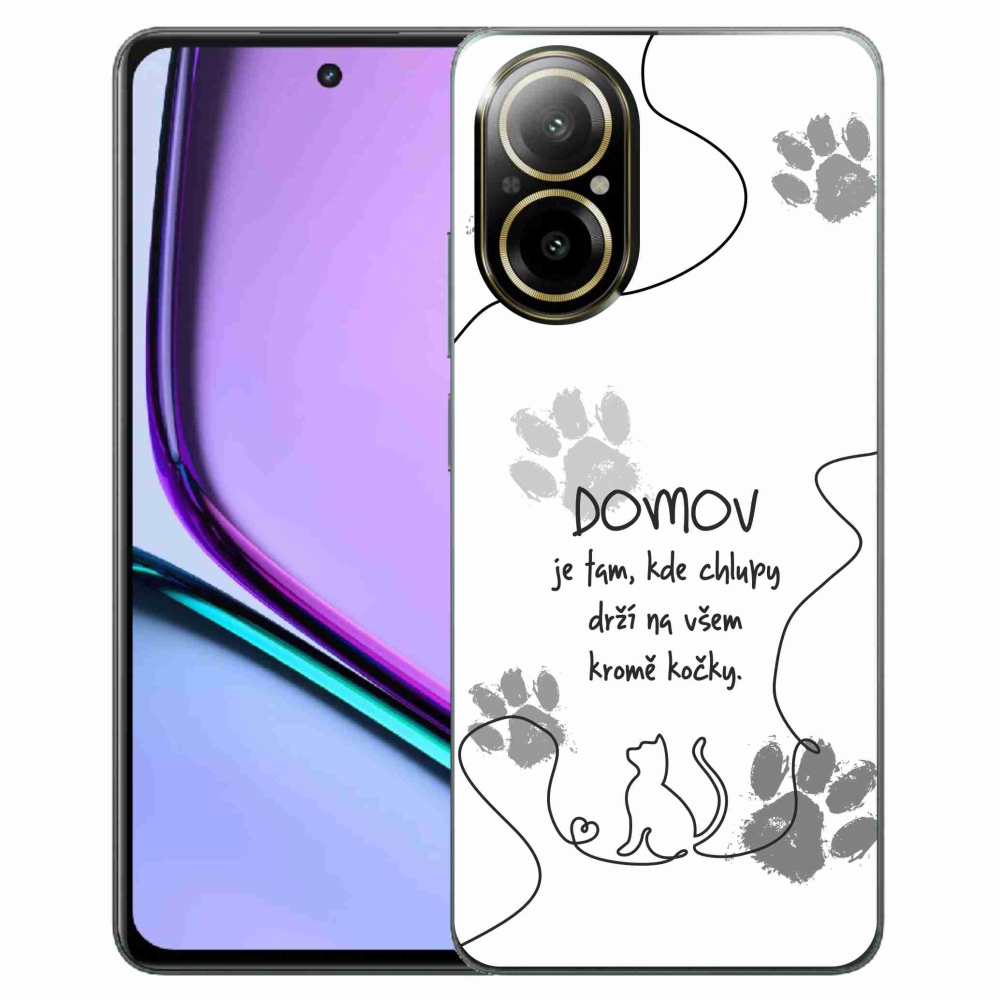 Gelový kryt mmCase na Realme C67 - kočičí motiv bílé pozadí