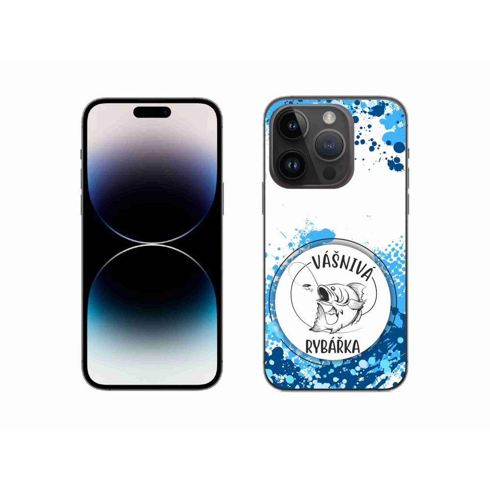 Gelový kryt mmCase na iPhone 14 Pro 6.1 - vášnivá rybářka bílé pozadí