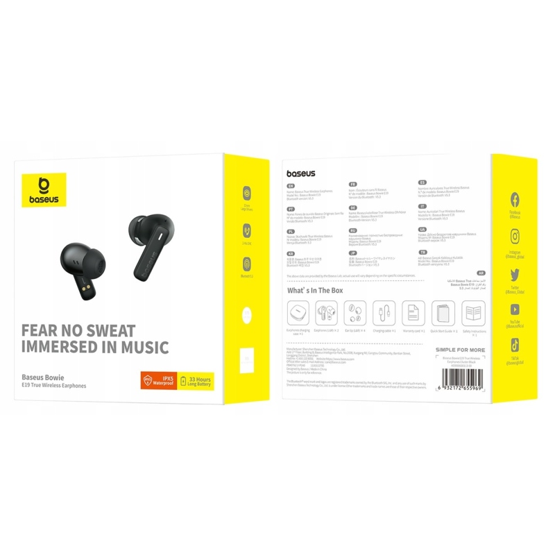 Baseus Bowie E19 Bezdrátová Sluchátka Cluster Black