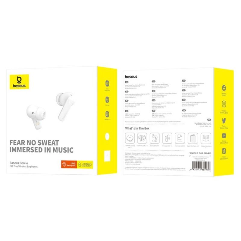 Baseus Bowie E19 Bezdrátová Sluchátka Stellar White