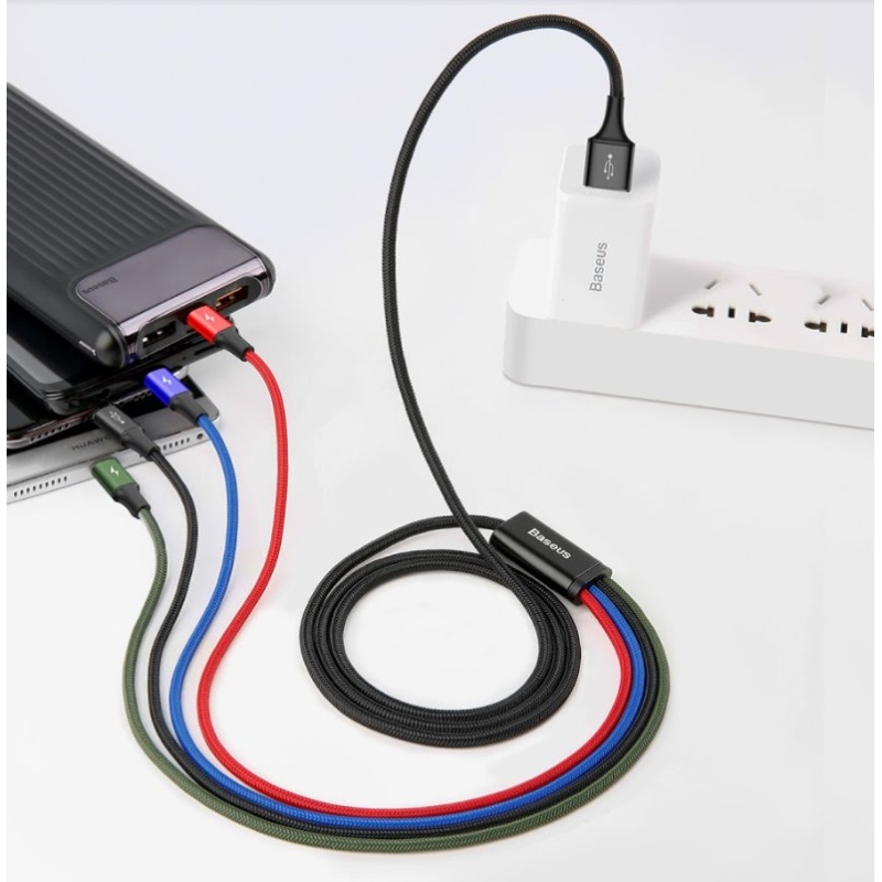 Baseus CA1T4-A01 Fast 4in1 Kabel 2x Lightning, USB-C, MicroUSB 3.5A 1.2m Black