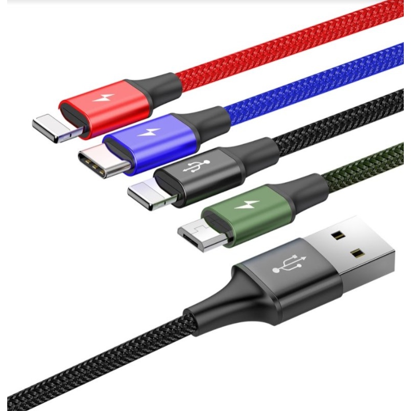 Baseus CA1T4-A01 Fast 4in1 Kabel 2x Lightning, USB-C, MicroUSB 3.5A 1.2m Black