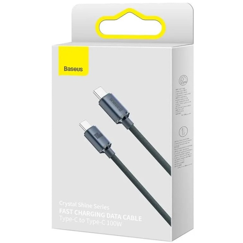Baseus CAJY000601 Crystal Shine Series Datový Kabel USB-C - USB-C 100W 1,2m Black