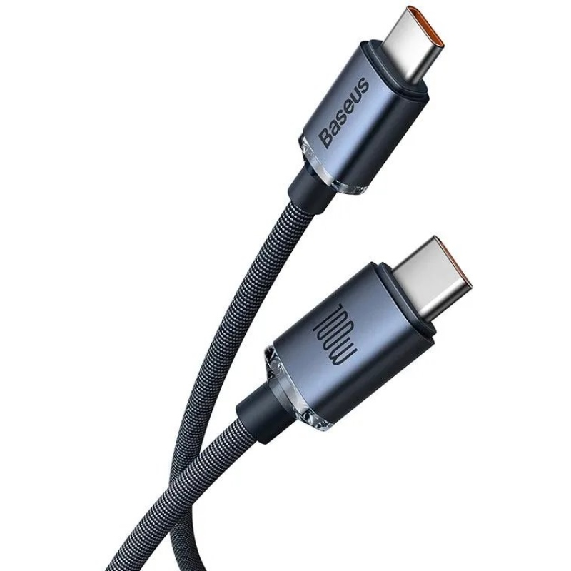 Baseus CAJY000601 Crystal Shine Series Datový Kabel USB-C - USB-C 100W 1,2m Black