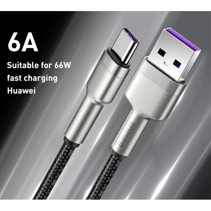 Baseus CAKF000001 Cafule Datový Kabel USB-USB-C 66W 0,25m Black