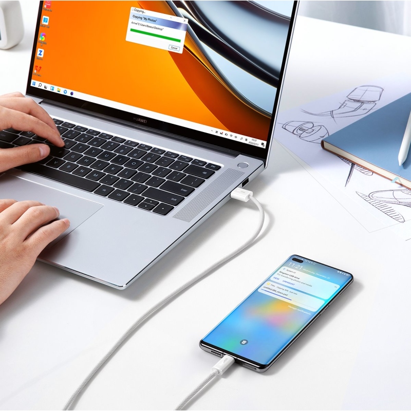 Baseus CALD000602 Dynamic Series Fast Charging Datový Kabel USB - USB-C 100W 1m White