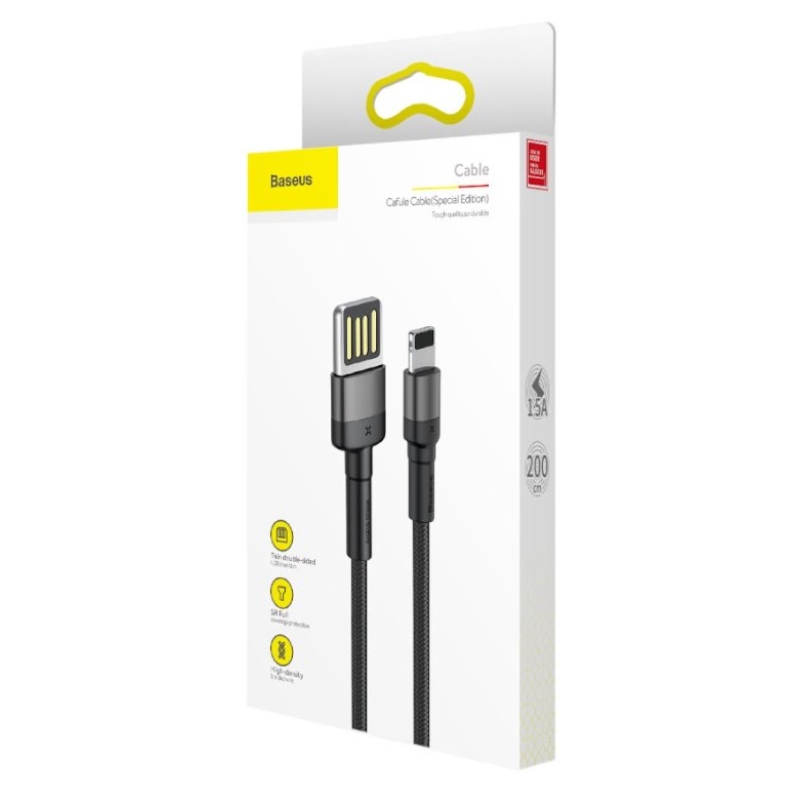 Baseus CALKLF-HG1 Cafule Kabel USB to Lightning Double Sided 1.5A 2m Grey/Black