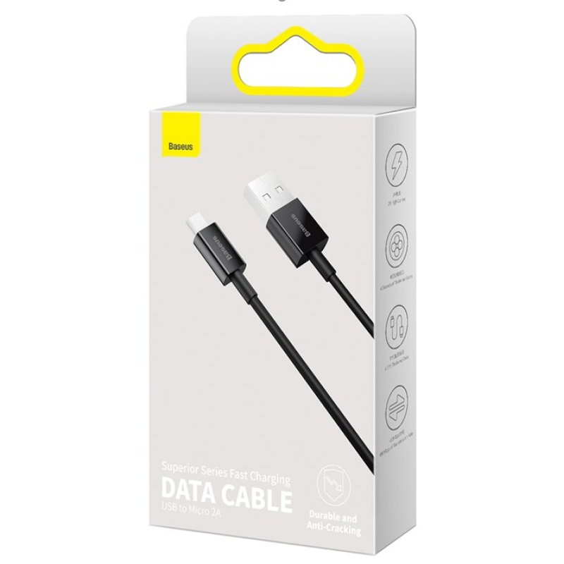 Baseus CAMYS-01 Superior Fast Charging Datový Kabel MicroUSB 2A 1m Black