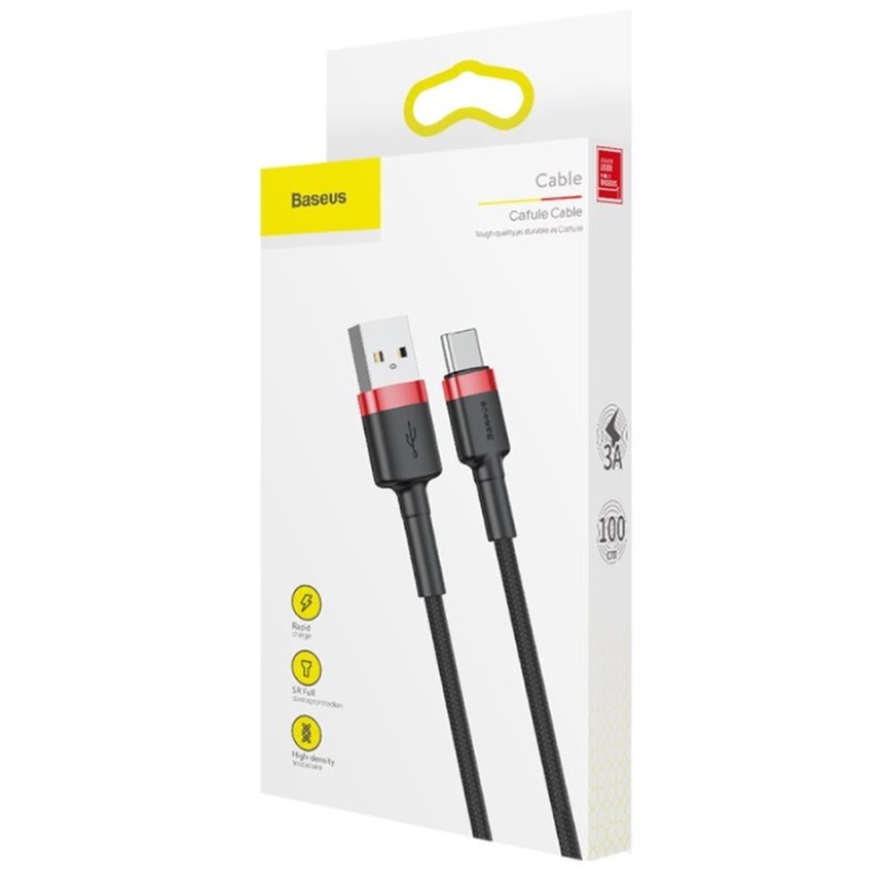 Baseus CATKLF-B91 Cafule Kabel USB-C 3A 1m Red/Black