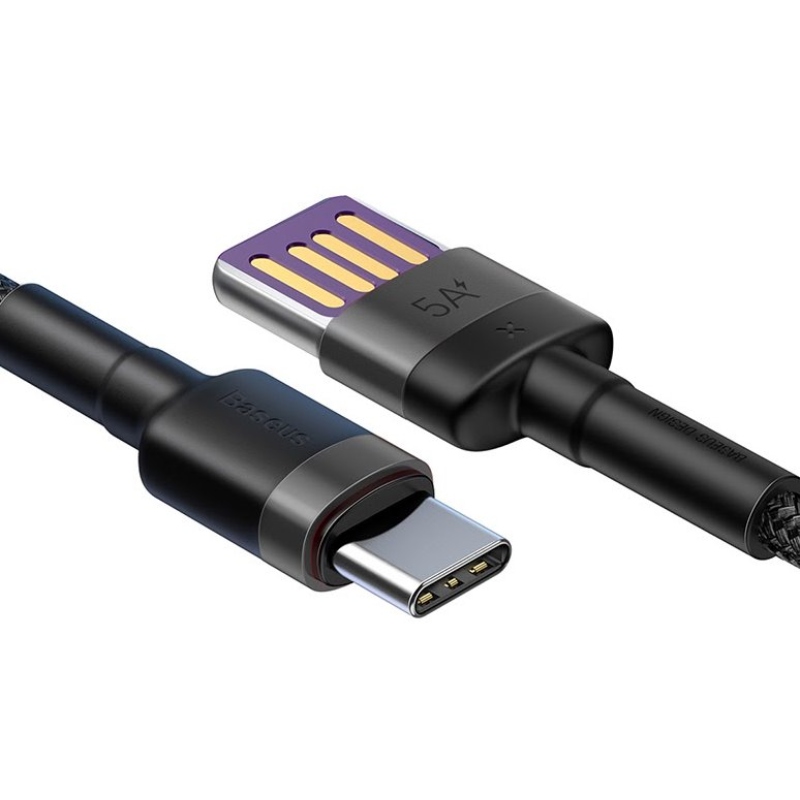 Baseus CATKLF-PG1 Cafule Quick Charging Datový Kabel USB Double Sided to USB 40W 1m Gray/Black