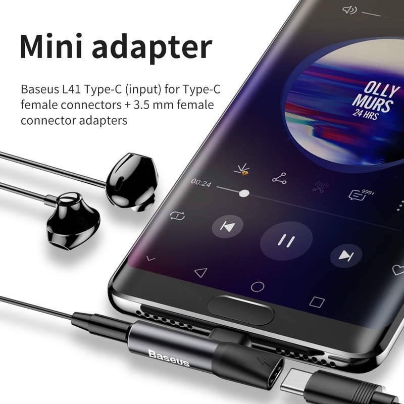 Baseus CATL41-01 Rozbočovač USB-C/3,5mm Jack Black
