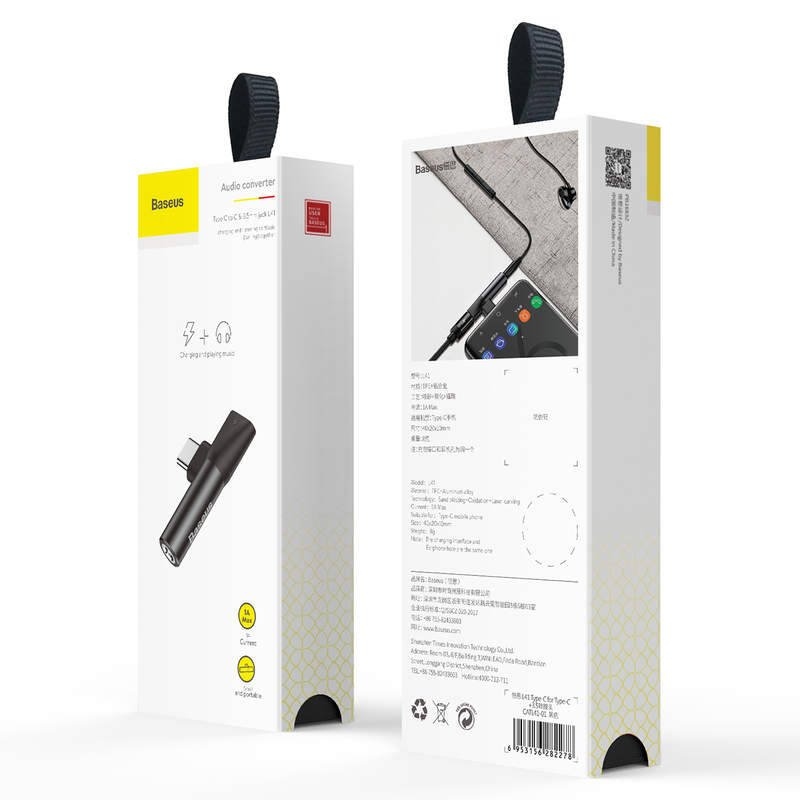 Baseus CATL41-01 Rozbočovač USB-C/3,5mm Jack Black