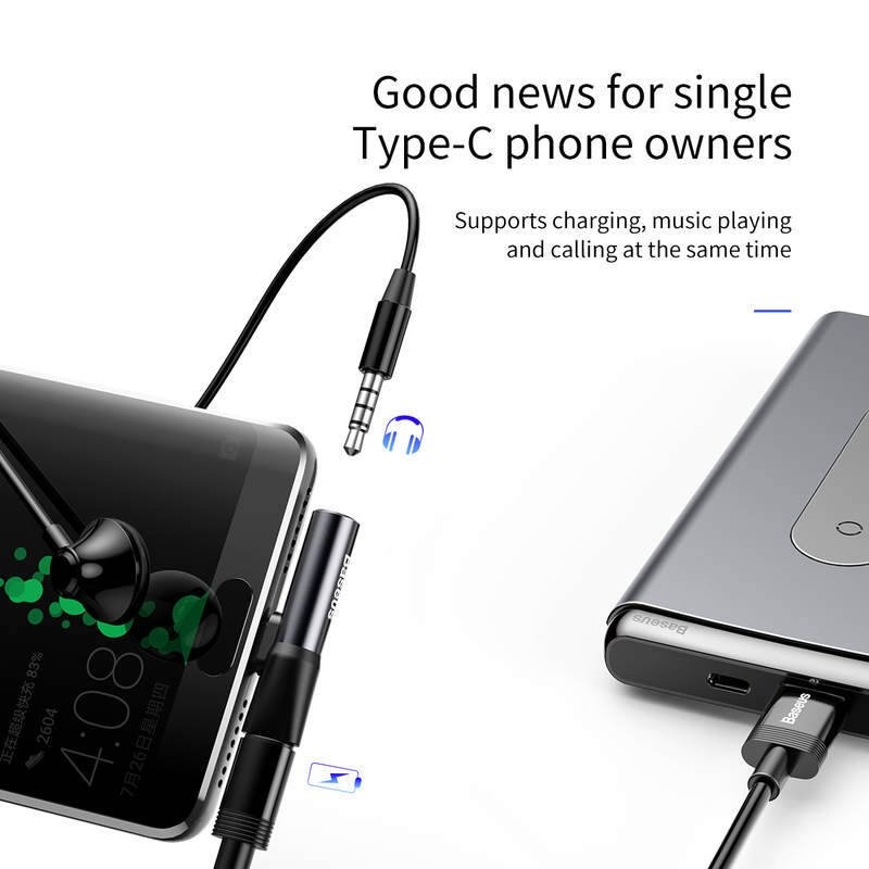 Baseus CATL41-01 Rozbočovač USB-C/3,5mm Jack Black
