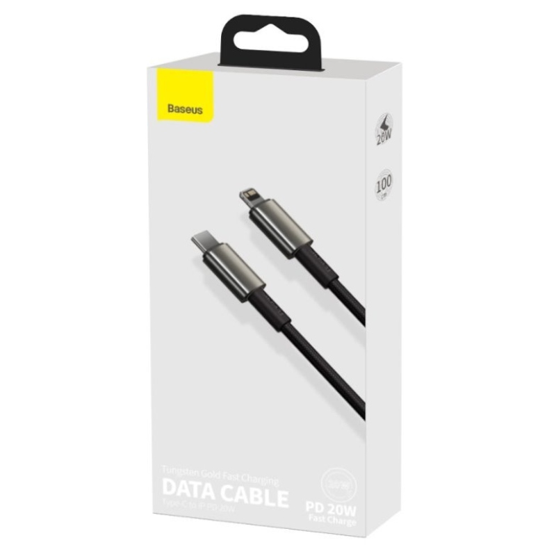 Baseus CATLWJ-A01 Tungsten Gold Fast Charge Kabel USB-C to Lightning  20W 2m Black