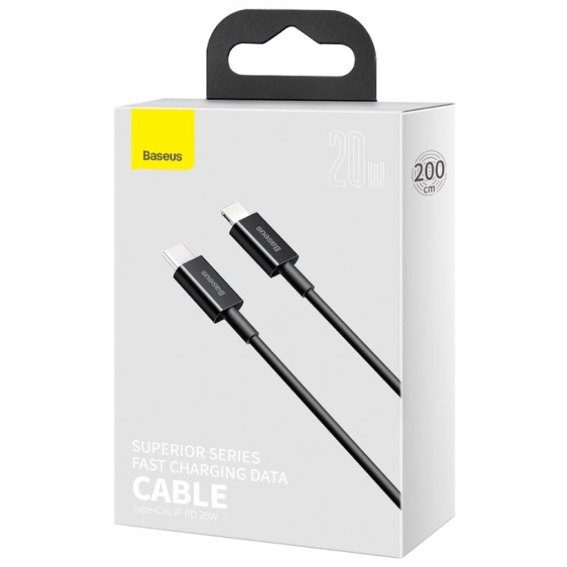 Baseus CATLYS-C01 Superior Fast Charging Datový Kabel USB-C to Lightning 20W 2m Black