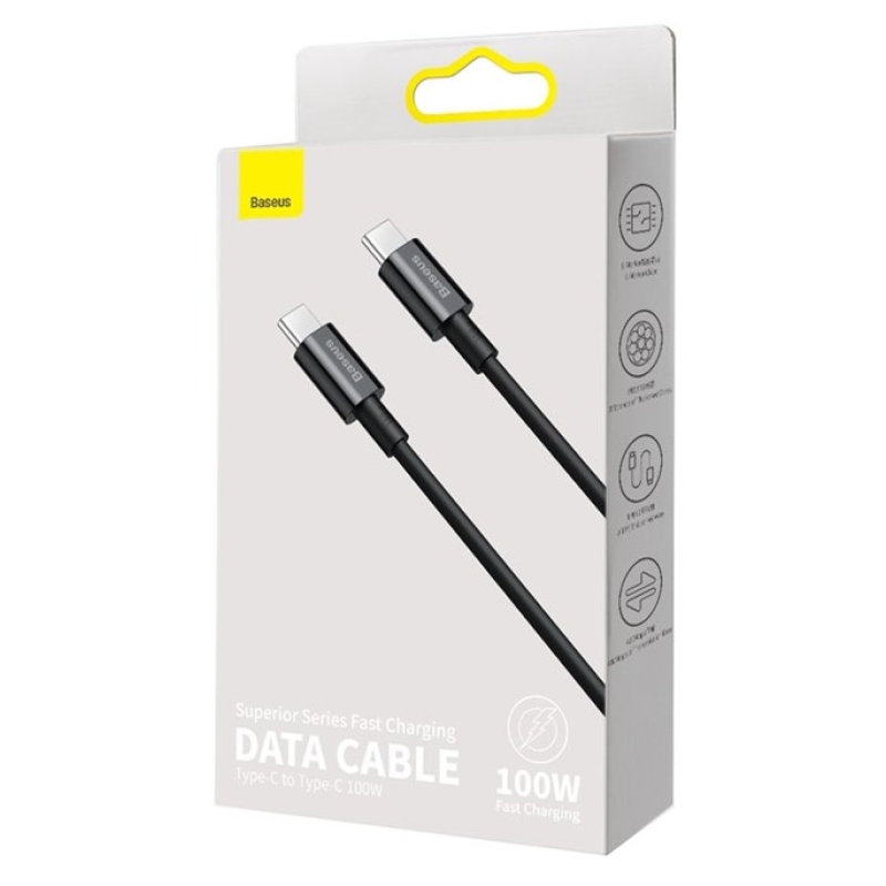 Baseus CATYS-C01 Superior Fast Charging Datový Kabel USB-C - USB-C 100W 2m Black