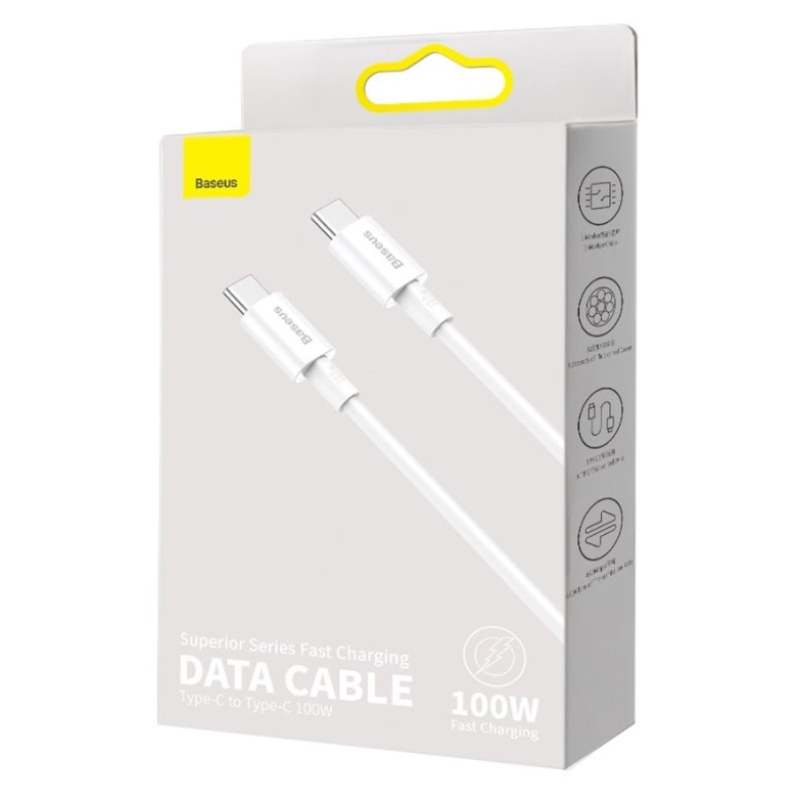 Baseus CATYS-C02 Superior Fast Charging Datový Kabel USB-C - USB-C 100W 2m White