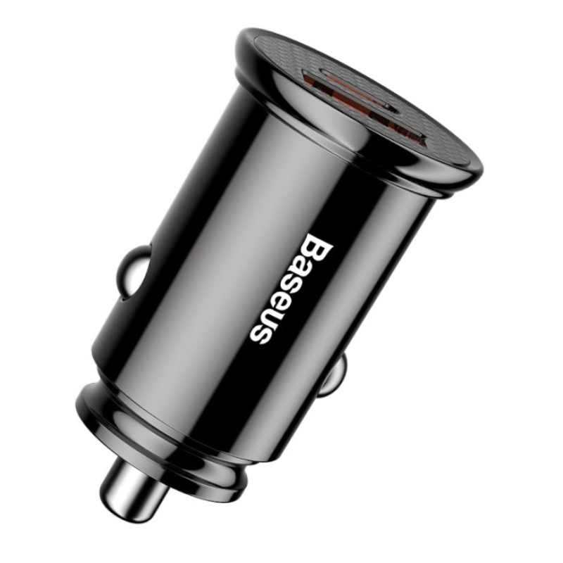 Baseus CCALL-YS01 Circular Nabíječka do Auta USB+USB-C 30W Black
