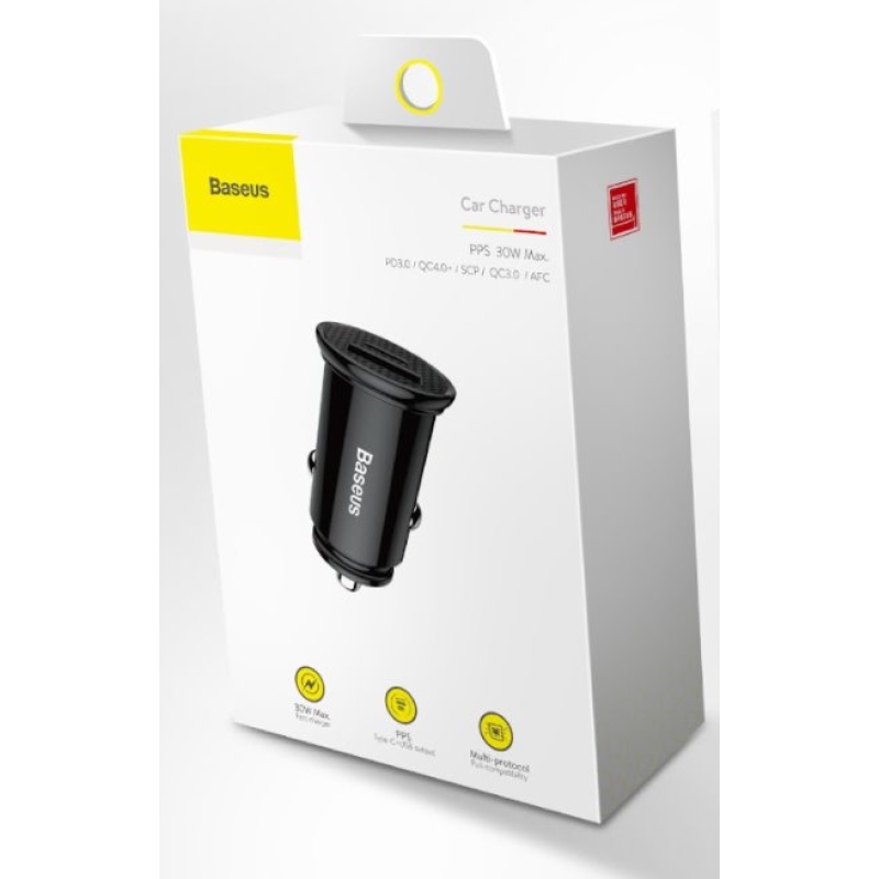 Baseus CCALL-YS01 Circular Nabíječka do Auta USB+USB-C 30W Black