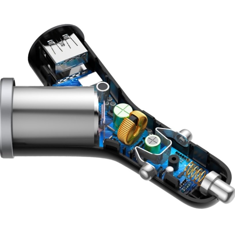 Baseus CCALL-YX01 Nabíječka do Auta Y Type 2xUSB + Extender Black