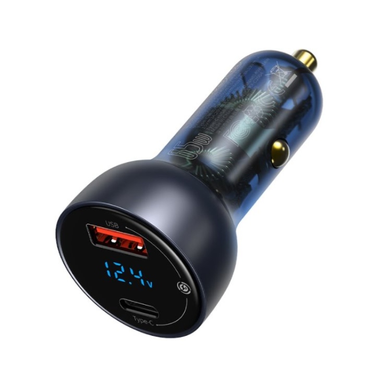 Baseus CCKX-C0G Particular Nabíječka do Auta Digital Display 2xUSB 65W Gray