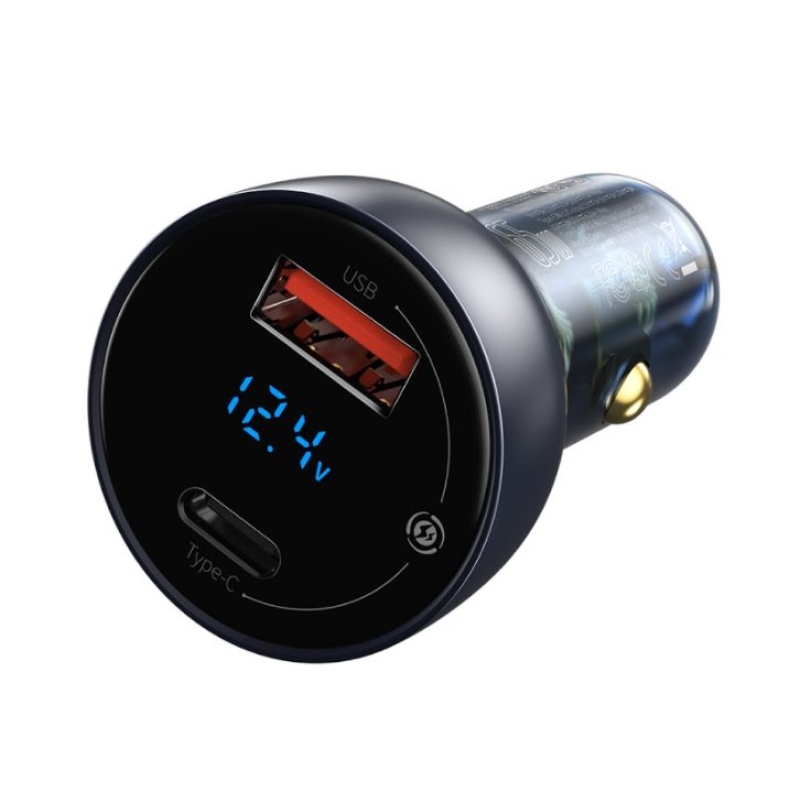 Baseus CCKX-C0G Particular Nabíječka do Auta Digital Display 2xUSB 65W Gray