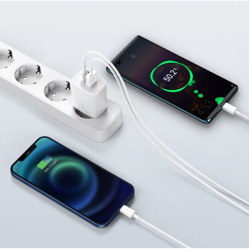 Baseus CCXJ-B02 Compact Quick Nabíječka USB/USB-C 20W White