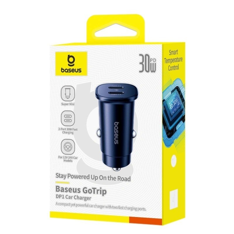 Baseus GoTrip Nabíječka do Auta 2x USB-C 30W Cosmic Black