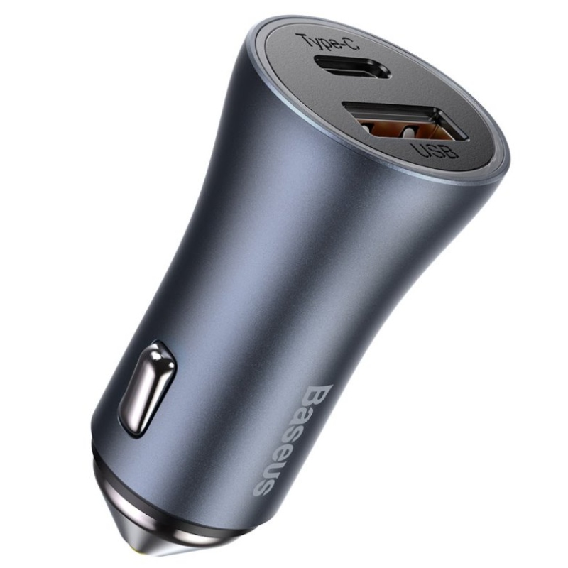 Baseus TZCCJD-0G Golden Contactor Nabíječka do auta Dual Quick Charger USB 40W Dark Grey