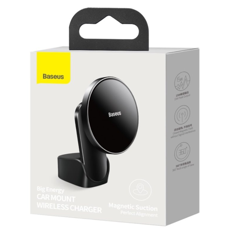 Baseus WXJN-01 Big Energy Držák do Auta s Bezdrátovým Nabíjením Black